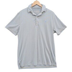 Bird Dog Bay Polo Golf Shirt Mens Blue Yellow Striped Palmetto Embroidered Sz S